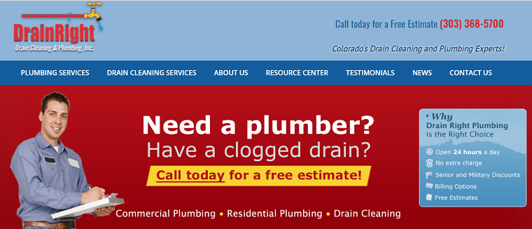 Drain Right Drain Cleaning & Plumbing, Inc's Homepage