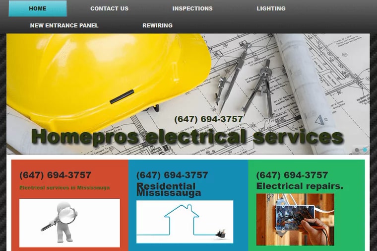 Homepros Electrical Services' Homepage