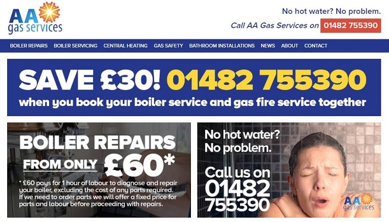 AA Gas Services' Homepage