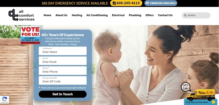 All Comfort Services' Homepage