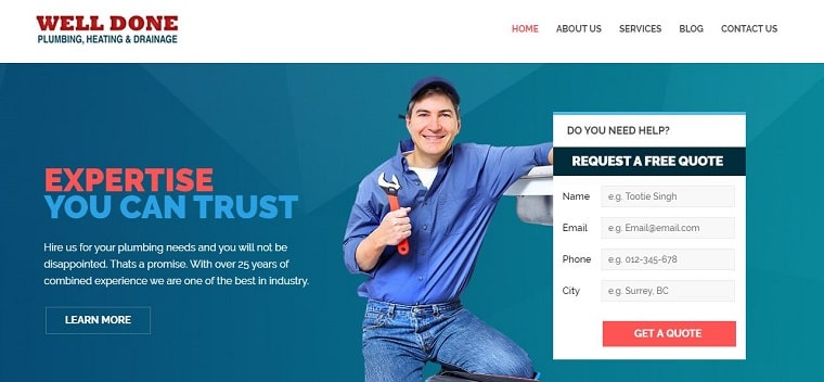 Well Done Plumbing's Homepage