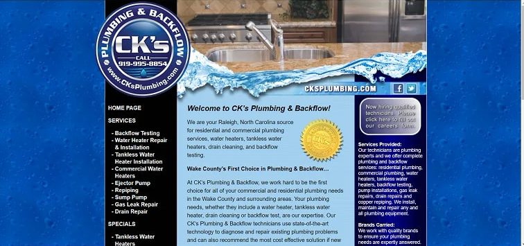 CK’s Plumbing & Backflow, LLC's Homepage