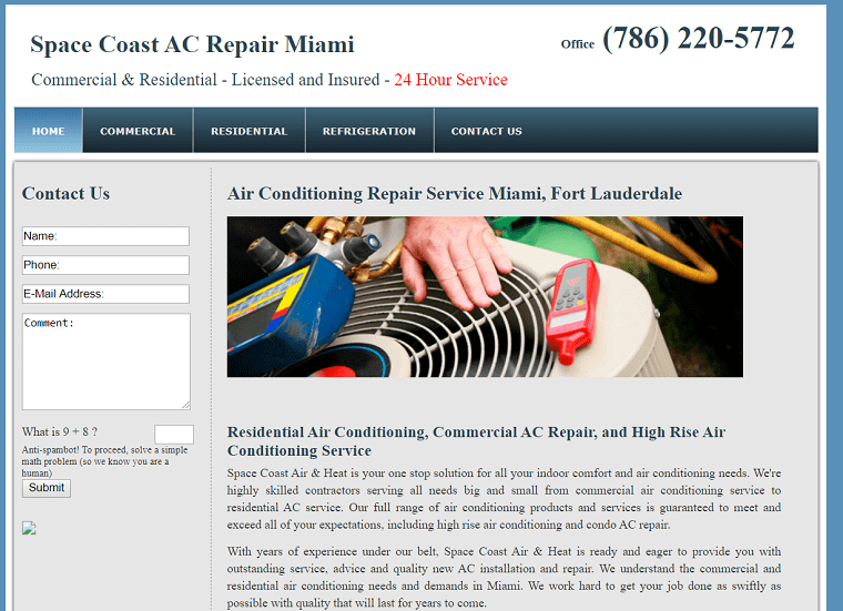 Space Coast AC Repair Miami's Homepage