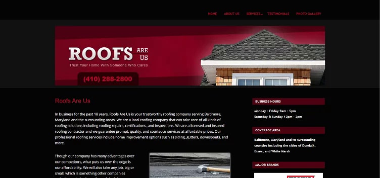 Roofs Are Us' Homepage