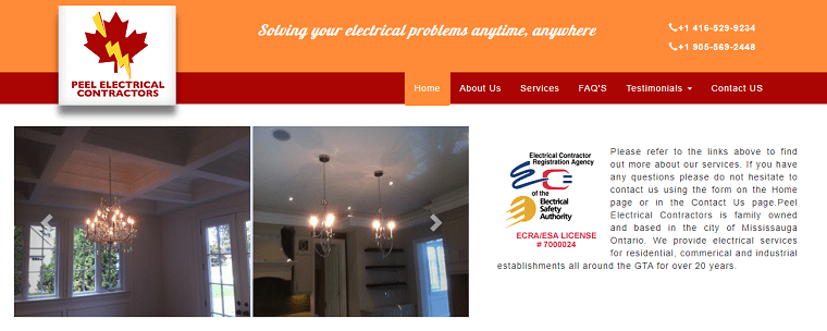 Peel Electrical Contractors Inc.'s Homepage
