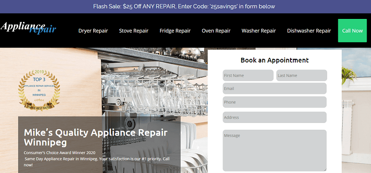 Mike’s Quality Appliance Repair's Homepage