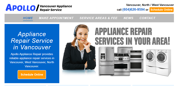 Apollo Home Appliance Repair Co.'s Homepage