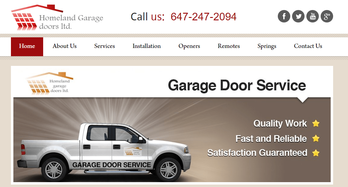 Homeland Garage Door Ltd.'s Homepage