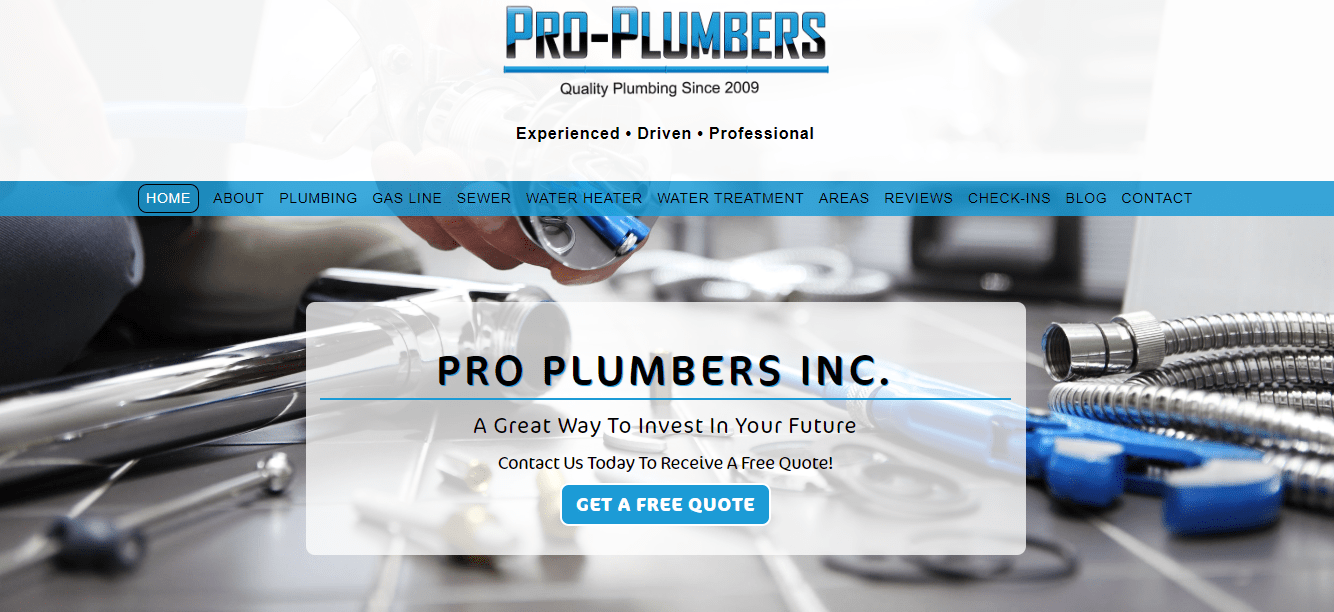 Pro-Plumbers Inc.'s Homepage