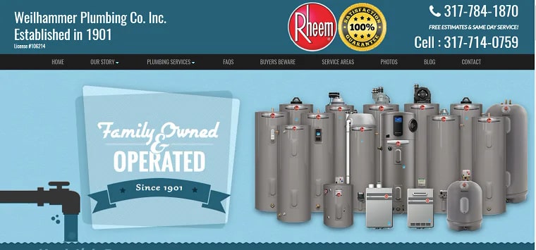 Weilhammer Plumbing Co. Inc.'s Homepage