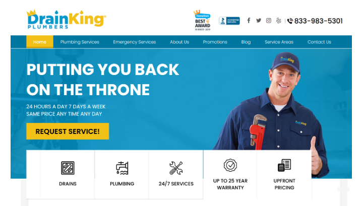 Drain King Plumbers' Homepage