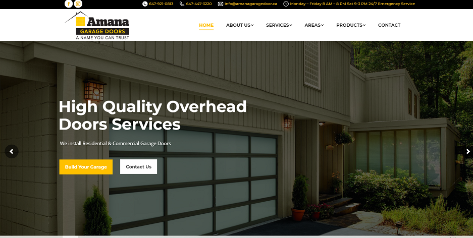 Amana Garage Doors' Homepage