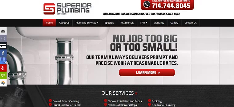 Superior Plumbing Services' Homepage