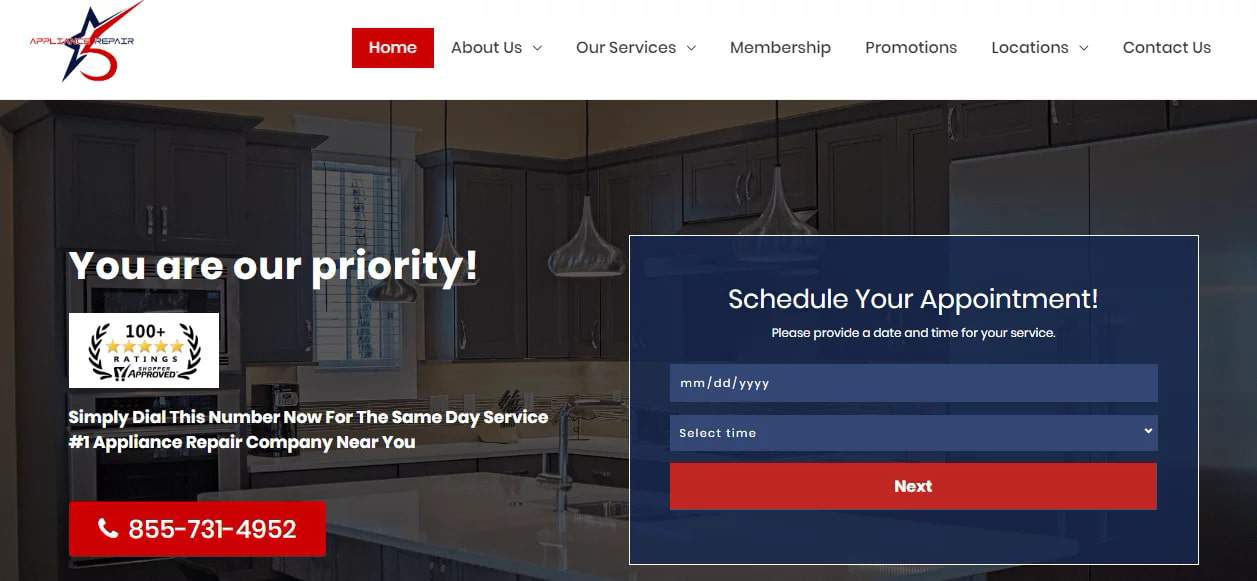 5 Star Appliance Repair's Homepage