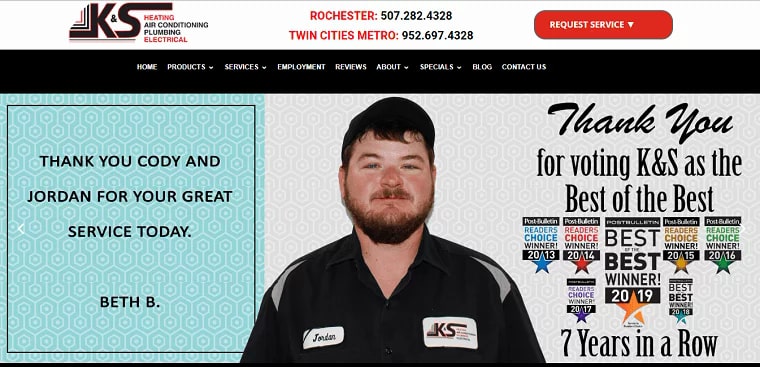 K & S Heating, Air Conditioning, Plumbing & Electrical's Homepage