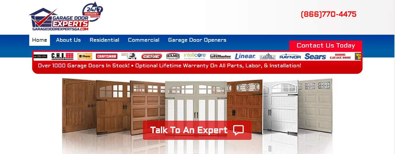 Garage Door Experts' Homepage