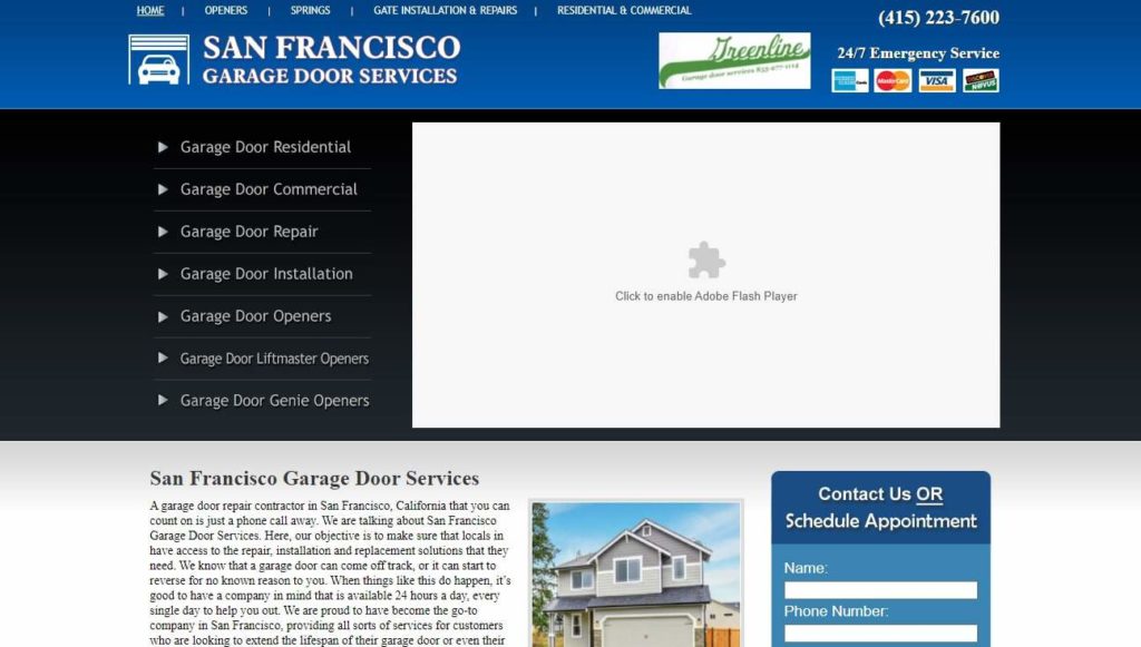 San Francisco Garage Door Services' Homepage