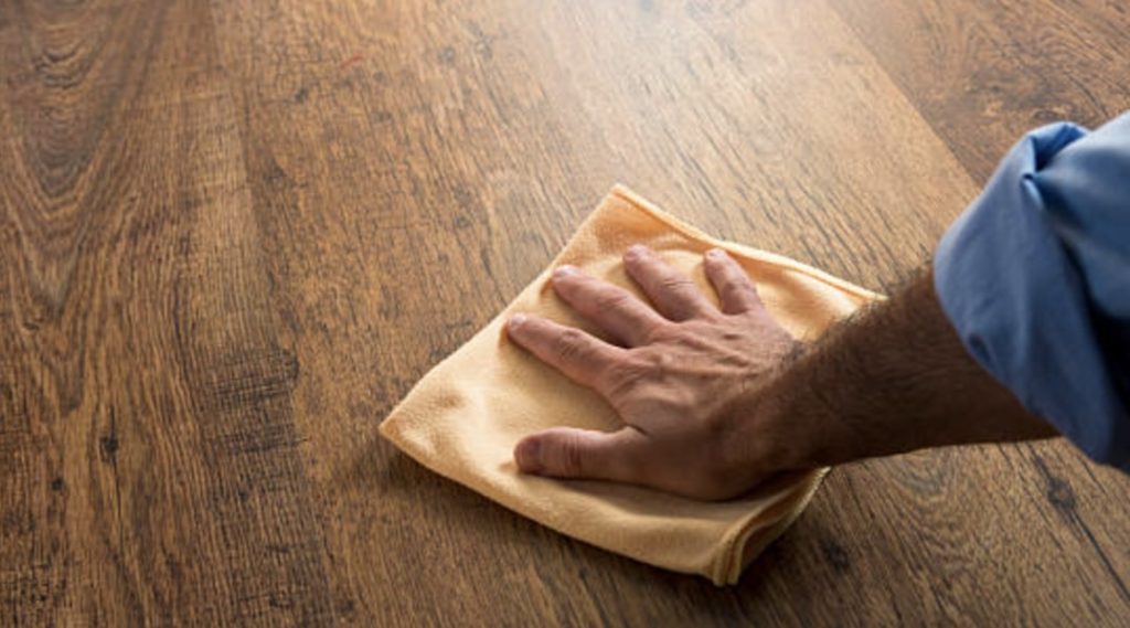 Rinse the wood floor