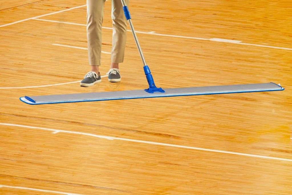 Can you wet mop an indoor basketball court