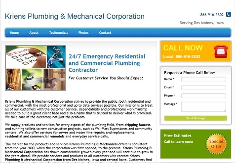 Kriens Plumbing & Mechanical Corporation's Homepage